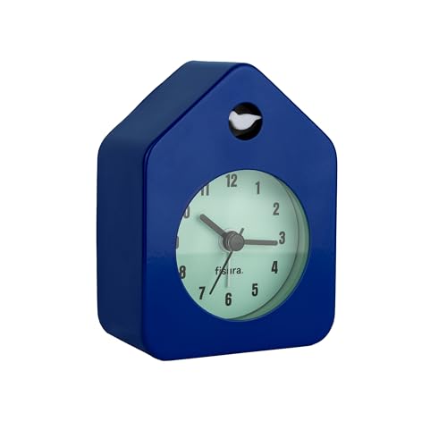 Fisura – Mini-Häuschen Wecker blau. Analoger Wecker ohne Ticken, origineller Wecker. Kleiner Wecker. Maße: 9,7 cm x 7,3 cm x 4,5 cm. Betrieb: 1 AA-Batterie von FISURA