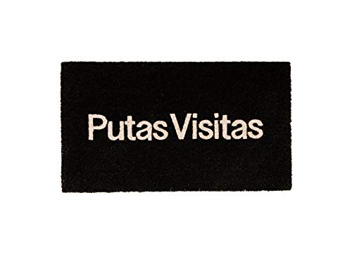 Fisura - Fußmatte außen Putas Visitas aus Kokosnuss mit Rutschfester PVC-Rückseite. Lustige Welcome Fußmatte. Handbemalt. Größe: 70 cm x 40 cm, Besuch Bei Huren, Schwarz von FISURA