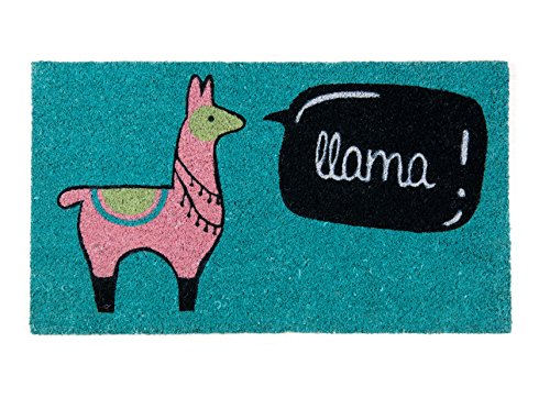 Fisura - Fußmatte außen Llama aus Kokosnuss mit Rutschfester PVC-Rückseite. Lustige Welcome Fußmatte. Handbemalt. Größe: 70 cm x 40 cm. Farben : blau von FISURA