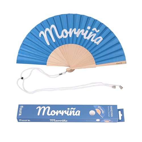 Fisura – Handfächer aus Holz mit der Aufschrift "Morriña“. Stilvolles, originelles Accessoire, tragbarer blauer Ventilator mit praktischem Aufhänger. Maße: 42,5 x 23 cm Fisura – Handfächer aus Holz mit der Aufschrift "Morriña“. Stilvolles, originelles Accessoire, tragbarer blauer Ventilator mit praktischem Aufhänger. Maße: 42,5 x 23 cm von FISURA