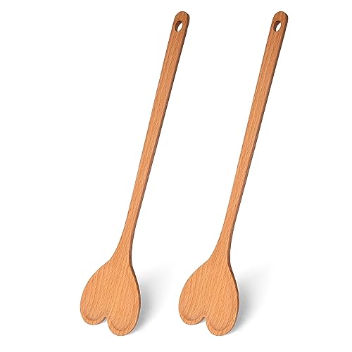 Fisura - Original Holzlöffel in Form. Set mit 2 Spateln zum Kochen. Löffel aus Buchenholz. Hitzebeständiges Küchenzubehör. Maße: 30 x 7 x 5 Zentimeter (Herz) von FISURA