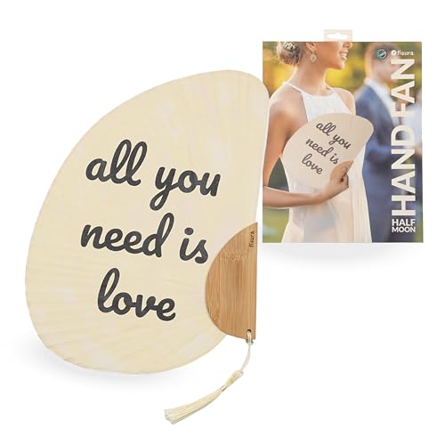 FISURA – Originaler Fächer mit Aufschrift All You Need Is Love. Weißes Hochzeits-Accessoire aus Papier und Holz. Perfekt für den Sommer, stilvoll und praktisch. Maße: 21 cm x 29 cm. von FISURA