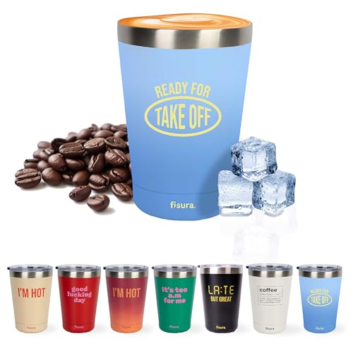 Fisura – Originaler Thermobecher "Ready". Blauer Thermobecher für Kaffee zum Mitnehmen. Kaffeetasse 310 ml. Isolierbecher aus Edelstahl. BPA-frei. Autotauglicher Becher. Fisura – Originaler Thermobecher "Ready". Blauer Thermobecher für Kaffee zum Mitnehmen. Kaffeetasse 310 ml. Isolierbecher aus Edelstahl. BPA-frei. Autotauglicher Becher. von FISURA