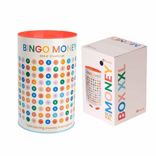 Fisura – Originelle Spardose für Kinder Bingo Money. Lustige Spardose für Erwachsene. Sparbüchse mit Stift. Spardose aus Blech als Geschenk. Maße: 13 x 20 cm. Kapazität: 500€ von FISURA
