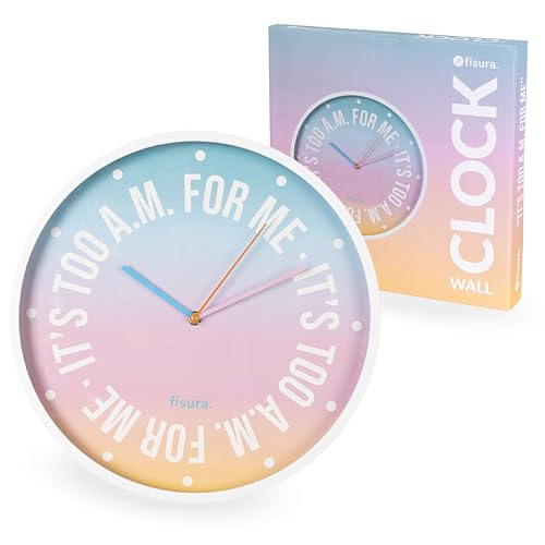 Fisura – Originelle Wanduhr It’s Too A.M.. Lautlose 35 cm Uhr mit Farbverlauf für Küche, Büro, Wohnbereich. Zeitgemäßes Design. 1x AA-Batterie (Nicht inbegriffen). von FISURA