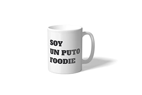 Fisura - Originelle weiße Tasse "Soy un puto Foodie", lustige Tasse mit lustigen Sprüchen, Fassungsvermögen: 320 ml Porzellan von FISURA