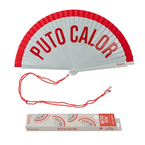 FISURA – Origineller Fächer mit Aufschrift „P*to calor“. Moderner, bunter Handventilator aus Holz. Rot-weißer Verlauf. Inklusive Haken. Maße: 42,5 x 23 cm FISURA – Origineller Fächer mit Aufschrift „P*to calor“. Moderner, bunter Handventilator aus Holz. Rot-weißer Verlauf. Inklusive Haken. Maße: 42,5 x 23 cm von FISURA