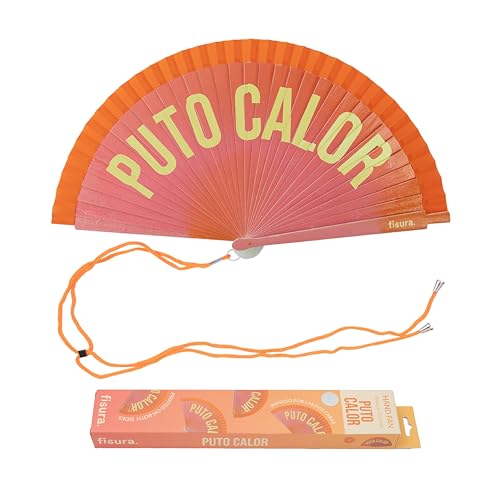FISURA – Origineller Fächer mit Aufschrift „P*to calor“. Moderner, bunter Handventilator aus wendbarem Holz. Farbverlauf rosa-orange. Haken enthalten. Maße: 42,5 x 23 cm FISURA – Origineller Fächer mit Aufschrift „P*to calor“. Moderner, bunter Handventilator aus wendbarem Holz. Farbverlauf rosa-orange. Haken enthalten. Maße: 42,5 x 23 cm von FISURA