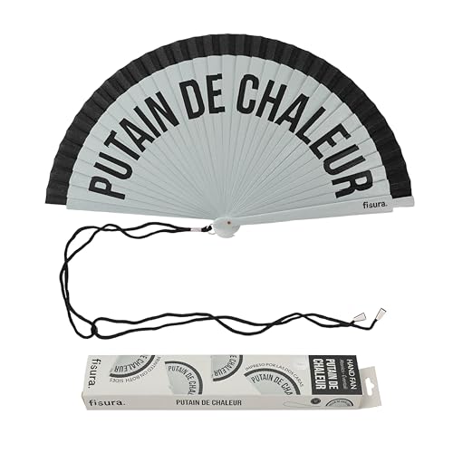 FISURA – Origineller Fächer mit Spruch „P*tain de chaleur“. Wendbarer Handventilator aus Holz in Grau und Schwarz. Modernes, buntes Design. Inklusive Haken. Größe: 42,5 x 23 cm FISURA – Origineller Fächer mit Spruch „P*tain de chaleur“. Wendbarer Handventilator aus Holz in Grau und Schwarz. Modernes, buntes Design. Inklusive Haken. Größe: 42,5 x 23 cm von FISURA