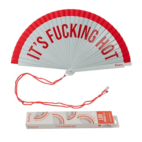 FISURA – Origineller Fächer mit Text „It’s f*cking hot“. Moderner, bunter Handventilator aus Holz. Rot-weißer Verlauf. Mit Aufhänger. Maße: 42,5 x 23 cm FISURA – Origineller Fächer mit Text „It’s f*cking hot“. Moderner, bunter Handventilator aus Holz. Rot-weißer Verlauf. Mit Aufhänger. Maße: 42,5 x 23 cm von FISURA