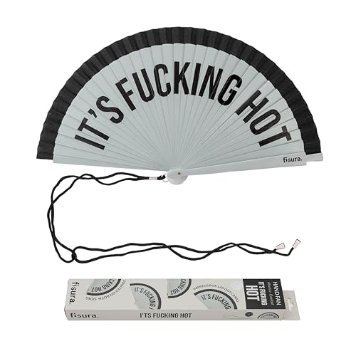 FISURA – Origineller Fächer mit Text „It’s f*cking hot“. Moderner, farbenfroher Handventilator aus wendbarem Holz. Graue und schwarze Töne. Haken inbegriffen. Größe: 42,5 x 23 cm FISURA – Origineller Fächer mit Text „It’s f*cking hot“. Moderner, farbenfroher Handventilator aus wendbarem Holz. Graue und schwarze Töne. Haken inbegriffen. Größe: 42,5 x 23 cm von FISURA