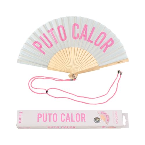 Fisura - Origineller Handfächer mit der Aufschrift "p*to calor". Moderner und lustiger Holzfächer. Grauer und rosa Fächer. Maße: 42,5 x 23 cm. Holz und Textil. Fisura - Origineller Handfächer mit der Aufschrift "p*to calor". Moderner und lustiger Holzfächer. Grauer und rosa Fächer. Maße: 42,5 x 23 cm. Holz und Textil. von FISURA