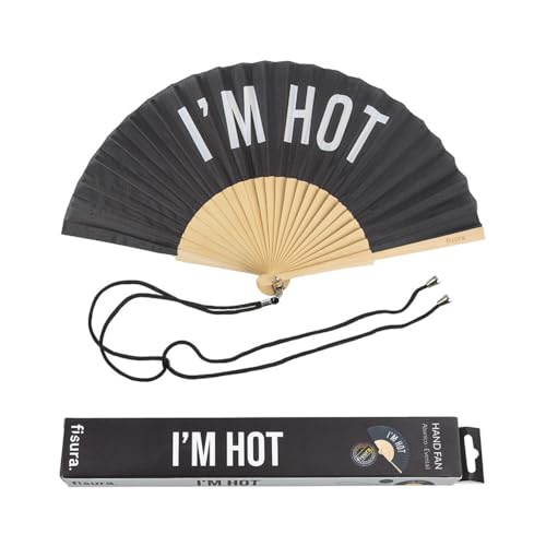 FISURA – Origineller Handfächer mit der Botschaft I'm hot. Moderner und witziger Holzfächer. Schwarzer Fächer. Fächer mit Fächerhalter. Maße: 42,5 x 23 cm. FISURA – Origineller Handfächer mit der Botschaft I'm hot. Moderner und witziger Holzfächer. Schwarzer Fächer. Fächer mit Fächerhalter. Maße: 42,5 x 23 cm. von FISURA