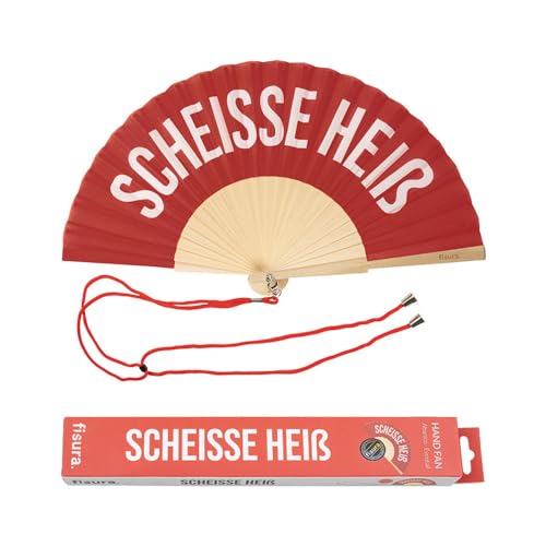 FISURA – Origineller Handfächer mit der Botschaft Sch*isse Heiß. Moderner und witziger Holzfächer. Rot-weißer Fächer. Fächer mit Fächerhalter. Maße: 42,5 x 23 cm. FISURA – Origineller Handfächer mit der Botschaft Sch*isse Heiß. Moderner und witziger Holzfächer. Rot-weißer Fächer. Fächer mit Fächerhalter. Maße: 42,5 x 23 cm. von FISURA