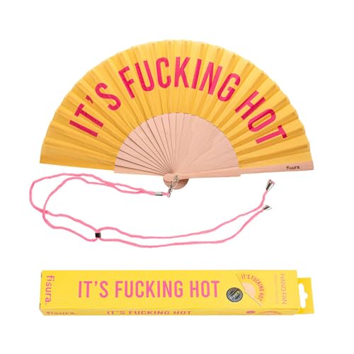 Fisura - Origineller Handfächer mit der Botschaft "f*cking hot". Moderner und lustiger Holzfächer. Gelber und rosa Fächer. Maße: 42,5 x 23 cm. Holz und Textil. Fisura - Origineller Handfächer mit der Botschaft "f*cking hot". Moderner und lustiger Holzfächer. Gelber und rosa Fächer. Maße: 42,5 x 23 cm. Holz und Textil. von FISURA