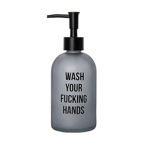 Fisura - Origineller Seifenspender. Seifenspender für das Badezimmer mit Botschaft. Seifenspender aus Glas. Lotion-Spender von 410 ml. Inklusive Trichter, Grau von FISURA