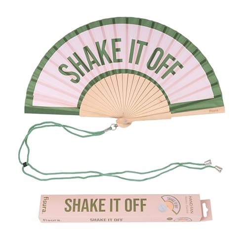 FISURA – Handfächer aus Holz mit der Aufschrift Shake it off“. Farbenfrohes, modernes Accessoire in Rosa und Grün, tragbarer Ventilator mit praktischem Aufhänger. Maße: 42,5 x 23 cm FISURA – Handfächer aus Holz mit der Aufschrift Shake it off“. Farbenfrohes, modernes Accessoire in Rosa und Grün, tragbarer Ventilator mit praktischem Aufhänger. Maße: 42,5 x 23 cm von FISURA