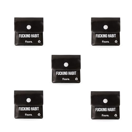 Fisura – Taschenaschenbecher “F*cking habit”. Ideal für unterwegs im Auto oder draußen. Wiederverwendbare Aschenbeutel. Originelles 5er-Set. 8 x 8 cm. von FISURA