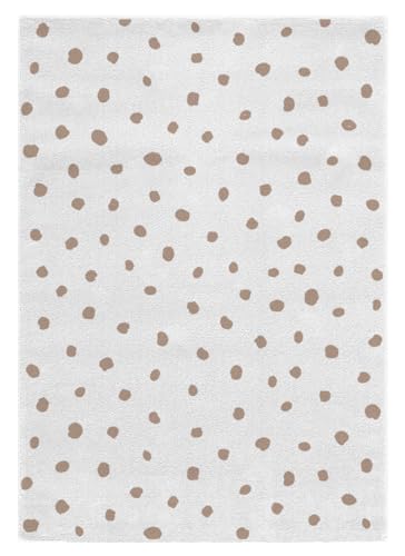 Fisura Teppich Beige mit braunen Punkten, rechteckiger Teppich 120 x 170 cm, Kinderteppich mit Muster, Teppich aus Polypropylen, 120 x 170 cm. von FISURA