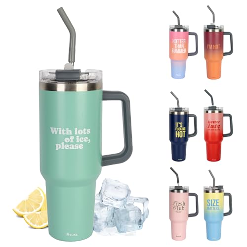 Fisura – Thermoflasche 1,2 Liter. Große Thermoflasche. Flasche aus Edelstahl. BPA-frei. Hält Getränke 24 Stunden kalt / 12 Stunden warm. Mit Strohhalm. 9,8 cm x 27,8 cm. (Lots of ice, blau) von FISURA