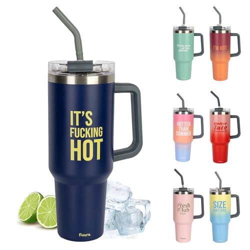 Fisura – Thermoflasche 1,2 Liter. Große Thermoflasche. Flasche aus Edelstahl. BPA-frei. Hält Getränke 24 Stunden kalt / 12 Stunden warm. Mit Strohhalm. 9,8 cm x 27,8 cm. (Hot, dunkelblau) von FISURA