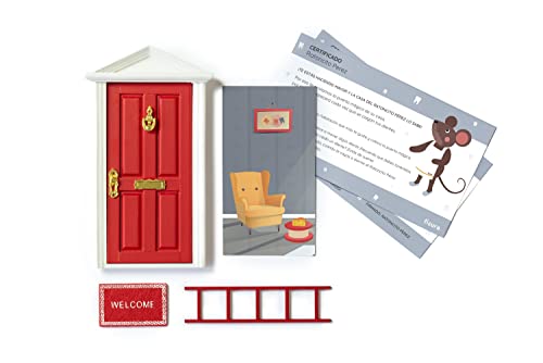 Fisura - Zahnfee-Türchen mit 3 Accessoires und Grußkarte. Originelles Geschenk für Jungen und Mädchen. (Rot) von FISURA