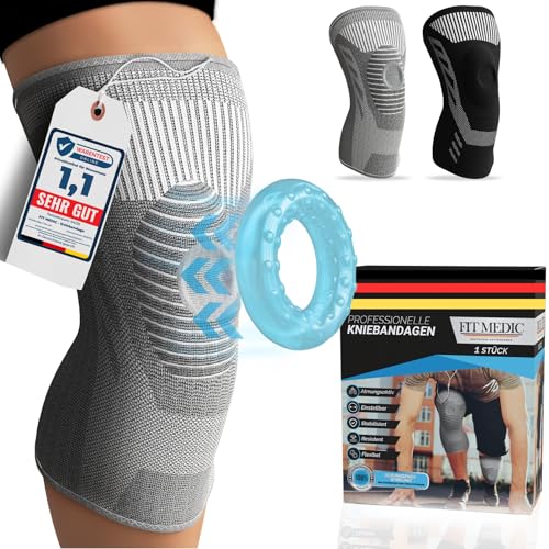 FIT MEDIC PROFI Kniebandage mit Gel-Pad [Damen & Herren] | atmungsaktiv, stützend, flexibel | Knieschoner Meniskus-Bandage bei Kniegelenkbeschwerden Arthrose Arthritis für Sport Alltag Reha von FIT MEDIC