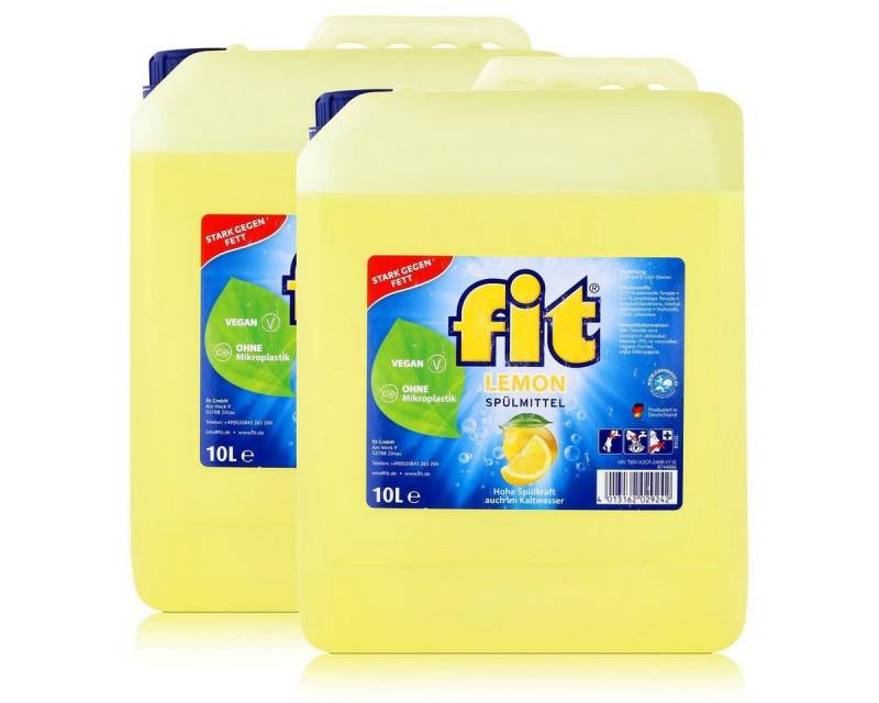 FIT fit Spülmittel Lemon 10L - Stark gegen Fett (2er Pack) Geschirrspülmittel von FIT