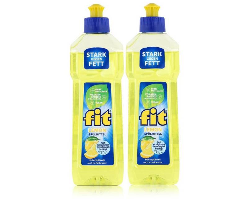 FIT fit Spülmittel Lemon 500ml - Hohe Spülkraft auch im Kaltwasser (2er Pa Geschirrspülmittel von FIT