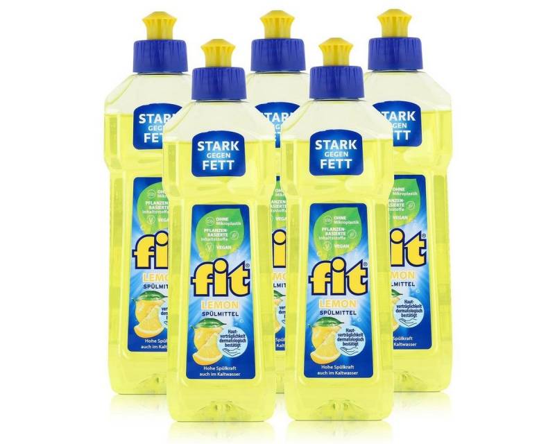 FIT fit Spülmittel Lemon 500ml - Hohe Spülkraft auch im Kaltwasser (5er Pa Geschirrspülmittel von FIT