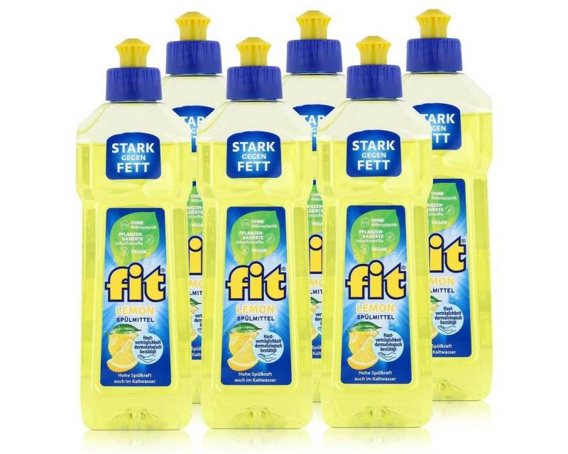 FIT fit Spülmittel Lemon 500ml - Hohe Spülkraft auch im Kaltwasser (6er Pa Geschirrspülmittel von FIT
