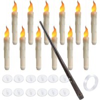 12 LED-Halloween-Schwimmkerzen mit ferngesteuerten, flammenlosen, flackernden Kerzen und Kerzenhaltern von FITAGS