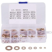 Fitags - 180 Stücke Messing Unterlegscheibe Sortiment Set mit Box M2 / M2.5 / M3 / M4 / M5 / M6 / M8 / M10 Metallscheiben von FITAGS