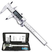Digitaler Messschieber, 0–150 mm, metrischer Tiefenmesser aus Edelstahl mit extra großem LCD-Display (Silber) von FITAGS