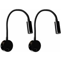 2er-Pack schwarze 3-W-Wandleselampen, Schreibtischlampe aus Aluminium mit flexibel verstellbarem Hals, augenschonendes LED-Nachtlicht mit Schalter von FITAGS