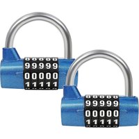 Blaues Vorhängeschloss mit 5-stelliger Zahlenkombination (2er-Pack) – 6,5 x 2,5 cm – Rückstellbares und wasserdichtes Vorhängeschloss für den Innen von FITAGS