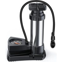 Mini Fahrradpumpe für av/dv/sv Ventile mtb E-Bike Rennrad, Standpumpe mit extra empfindlichem Manometer, Luftpumpe mit Adapter für Basketbälle-Silber Mini Fahrradpumpe für av/dv/sv Ventile mtb E-Bike Rennrad, Standpumpe mit extra empfindlichem Manometer, Luftpumpe mit Adapter für Basketbälle-Silber von FITAGS