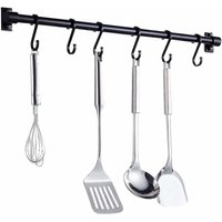 Küchenutensilien-Wandregal, 40 cm, Küchenregal mit 6 abnehmbaren Haken, Wandregal für Küchenutensilien (schwarz) von FITAGS