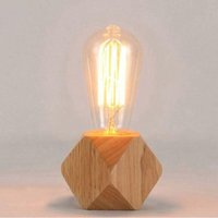 Moderne Tischlampe E27 Holz-Schreibtischlampe Diamant-Nachttischlampe für Zuhause/Schlafzimmer/Wohnzimmer-Dekoration Holzsockel von FITAGS