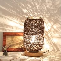 Nachttischlampe aus Rattankabel mit Holzständer Braun Nachttischlampe aus Rattankabel mit Holzständer Braun von FITAGS