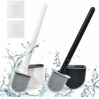 Silikon-Toilettenbürste 2er-Set, Toilettenbürste und Halter, Toilettenbürste zur Wandmontage, Schwarz + Weiß Silikon-Toilettenbürste von FITAGS