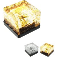 Solar-LED-Licht, Pflastersteine, graviertes Glas. IP65 wasserdichtes Solar-Gartenlicht für Garten, Terrasse, Auffahrt, Pool, Treppe (10 cm – 1 Stück) von FITAGS