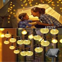 Solar-Lichterkette für den Außenbereich, 12 m, 100 LEDs, warmweiß, Lichterkette mit 8 Modi und wasserdichter IP65, dekorative Lampe, ideal für Haus, von FITAGS