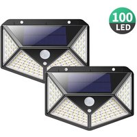 Solarleuchten Außen, 2er Pack 100 led Outdoor Wasserdicht 270° Solarleuchte Bewegungsmelder 180° Solarstrahler Solar Wandlampe für Garten von FITAGS