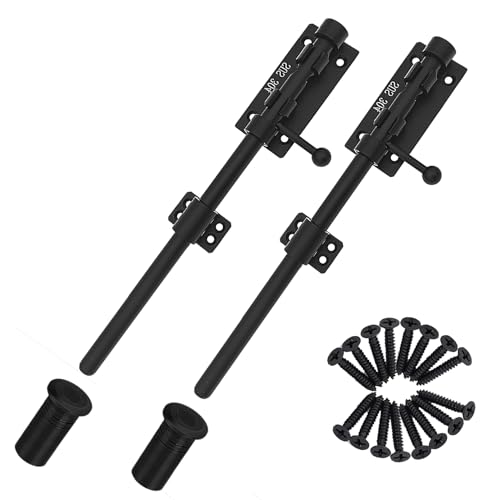 Schiebebolzen Torriegel Verdickter Schwerlast Türriegel Verschluss 304 Edelstahl Bolzenriegel Schwarz Massiver Torverschluss Türverriegelungen mit Schrauben und Staubschutzbehälter von FITHACE