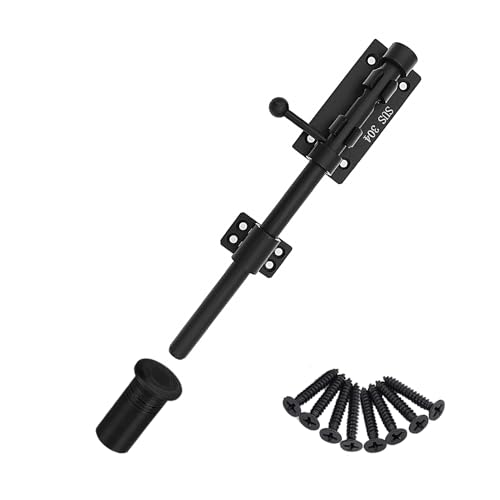 Schiebebolzen Torriegel Verdickter Schwerlast Türriegel Verschluss 304 Edelstahl Bolzenriegel Schwarz Massiver Torverschluss Türverriegelungen mit Schrauben und Staubschutzbehälter von FITHACE