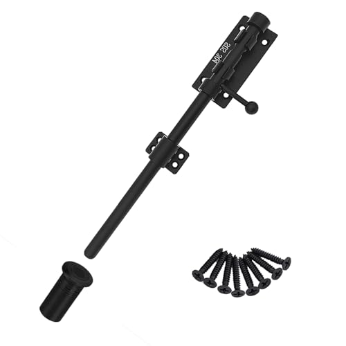 Schiebebolzen Torriegel Verdickter Schwerlast Türriegel Verschluss 304 Edelstahl Bolzenriegel Schwarz Massiver Torverschluss Türverriegelungen mit Schrauben und Staubschutzbehälter von FITHACE
