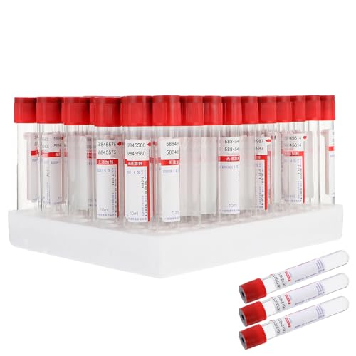 100 Stück Reagenzgläser aus Kunststoff, Blutentnahmeröhrchen aus Glas (3 ml, 5 ml, 10 ml), Einweg-Blutentnahmeröhrchen for Labors, mit Schraubverschluss(5ml) von FITIOS