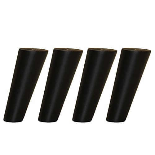 FITIOS Möbel-Sofabeine, 4-teilige Holzmöbelbeine, Massive, konische Tischbeine aus Gummiholz, schräge Kegel-Ersatzmöbelfüße, Sofabeine, for Fernsehschrank, Bett, Esstisch, mit(Black,18cm) von FITIOS