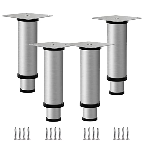 FITIOS Möbel-Sofabeine, 4-teilige verstellbare Beine, Möbelfüße, runde Tischbeine aus Edelstahl, DIY-Möbel-Sofa-Ersatzstützbeine for TV-Schränke, Ottomanenschränke(Silver,35mm(1.4in)) von FITIOS
